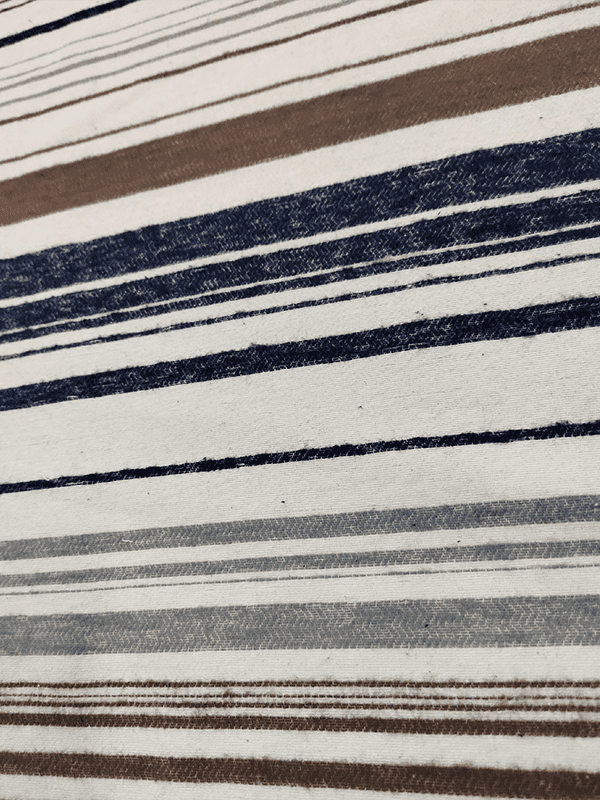 Irregular striped blue white brown interwoven fabric